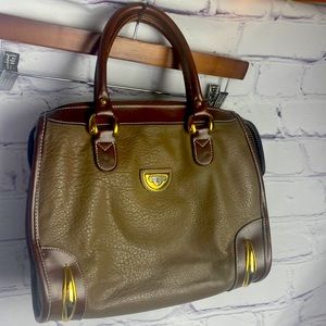 Vintage Leslie Fay Tan & Brown Gold Accent Purse